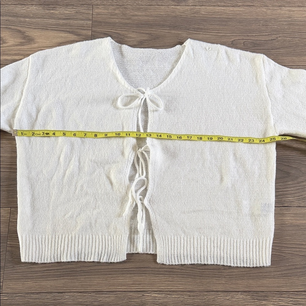 SHEIN Cream V-Neck Sweater with Bow Details - Picture 8 of 10